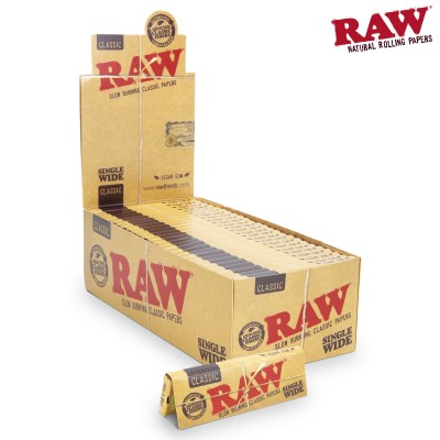 RAW SINGLE WIDE CLASSIC CIGARETTE ROLLING PAPERS 25CT/PACK